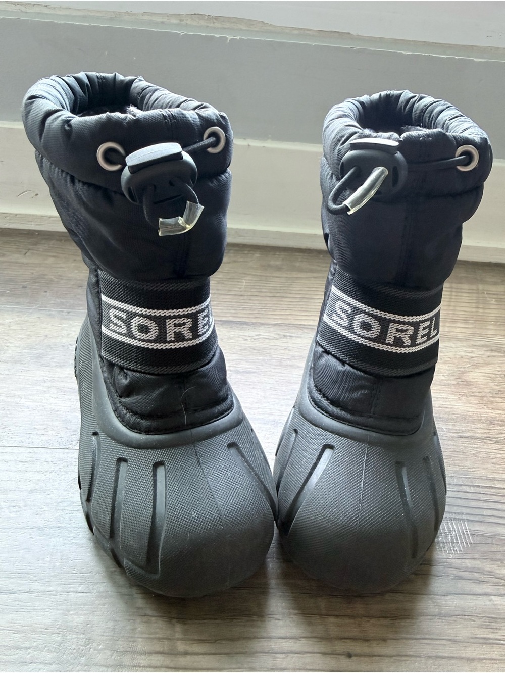 Sorel Kids Black Snow Boots with Drawcord